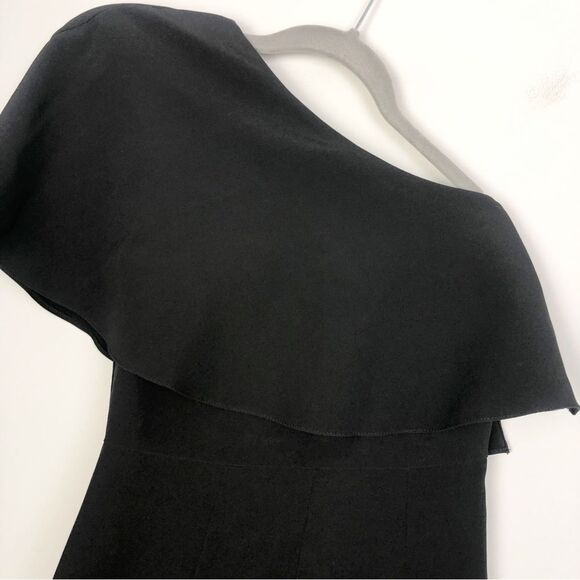 ASOS | Black Asymmetrical One Ruffle Shoulder Skinny Jumpsuit Women’s Size 2 - Picture 4 of 9